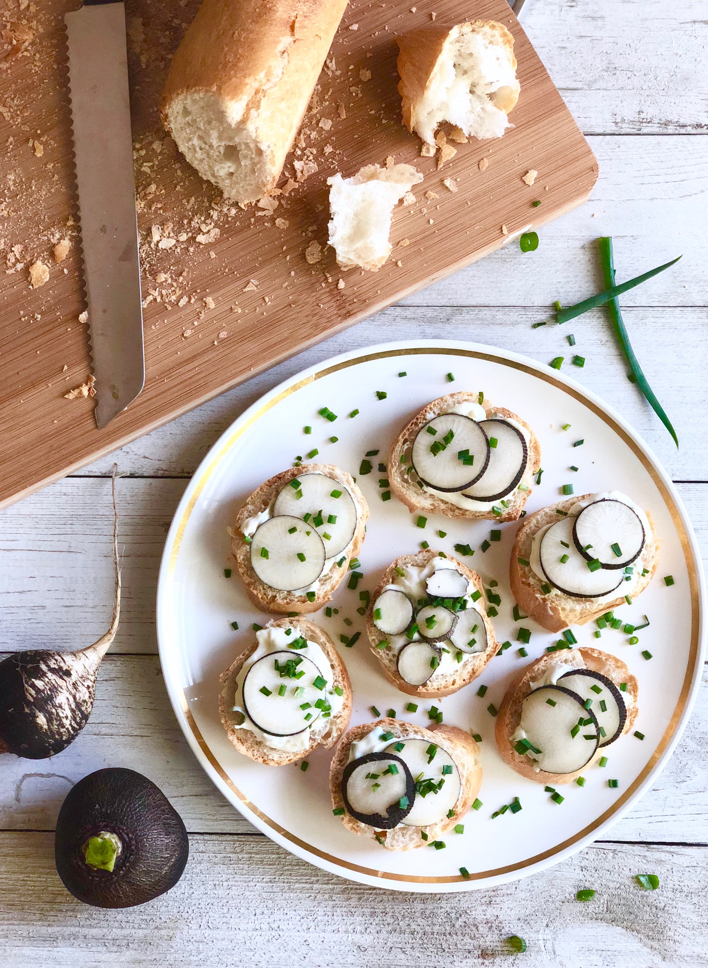 Garlic and Black Radish Crostinis • This Season's Table